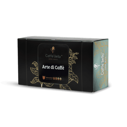 Set of 10 Arte di Caffè coffee cups by Caffè Bello, perfect for coffee lovers.